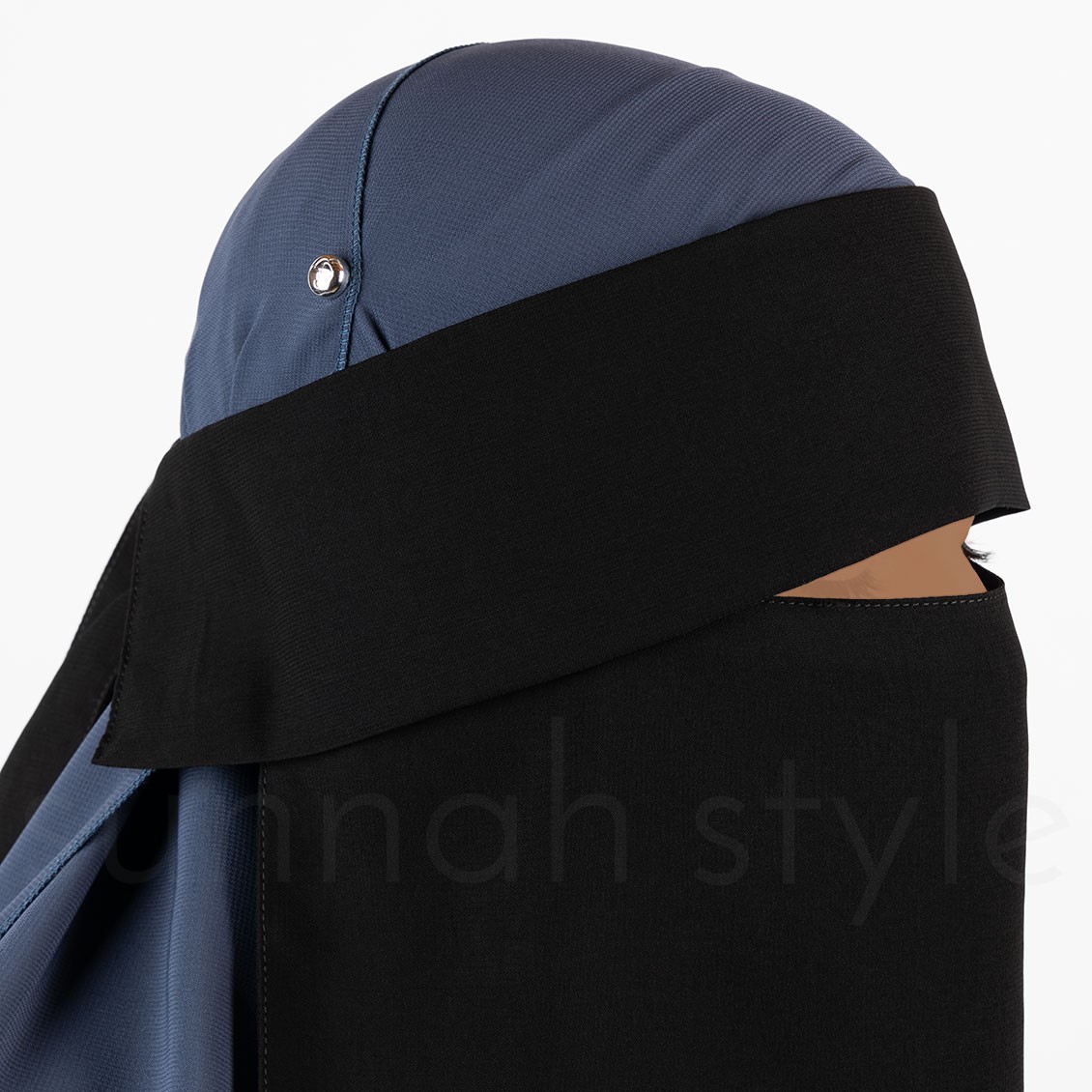 Sunnah Style One Layer Flap Makeup Niqab Black